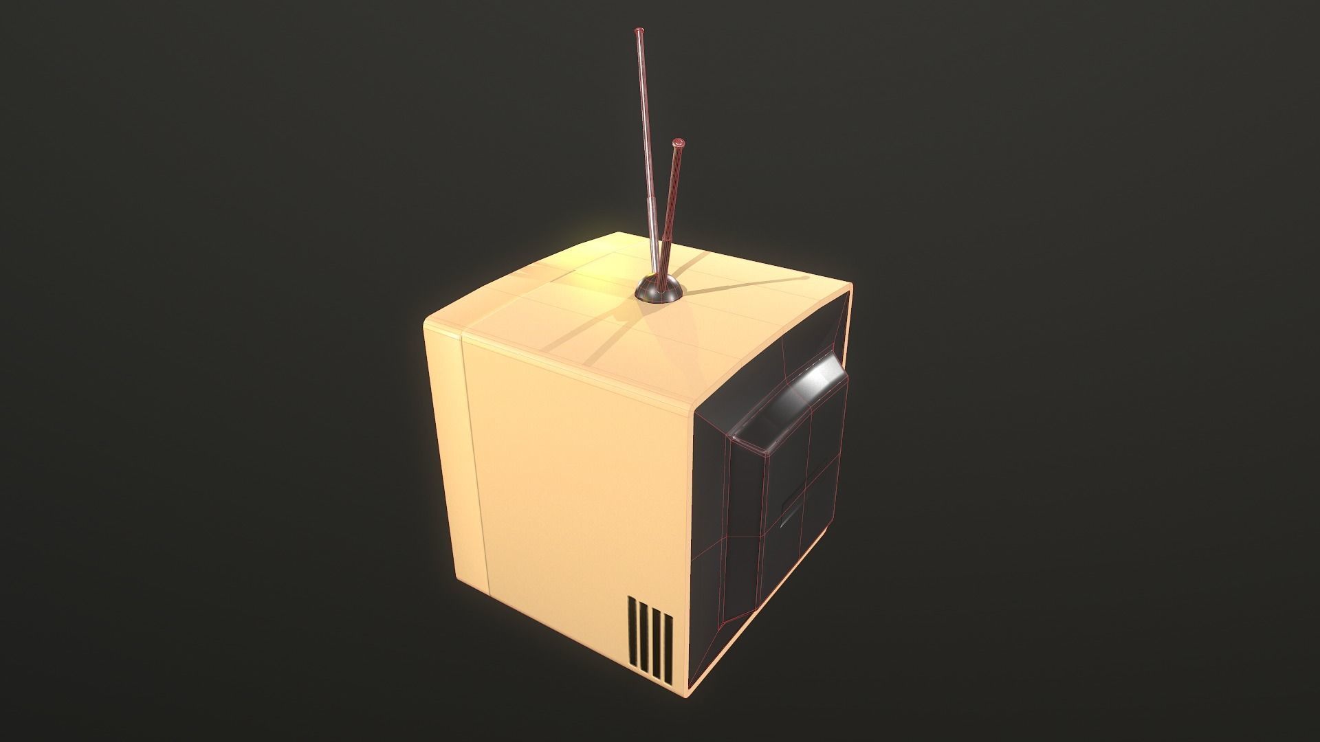 TV retro Low-poly 3D model_8