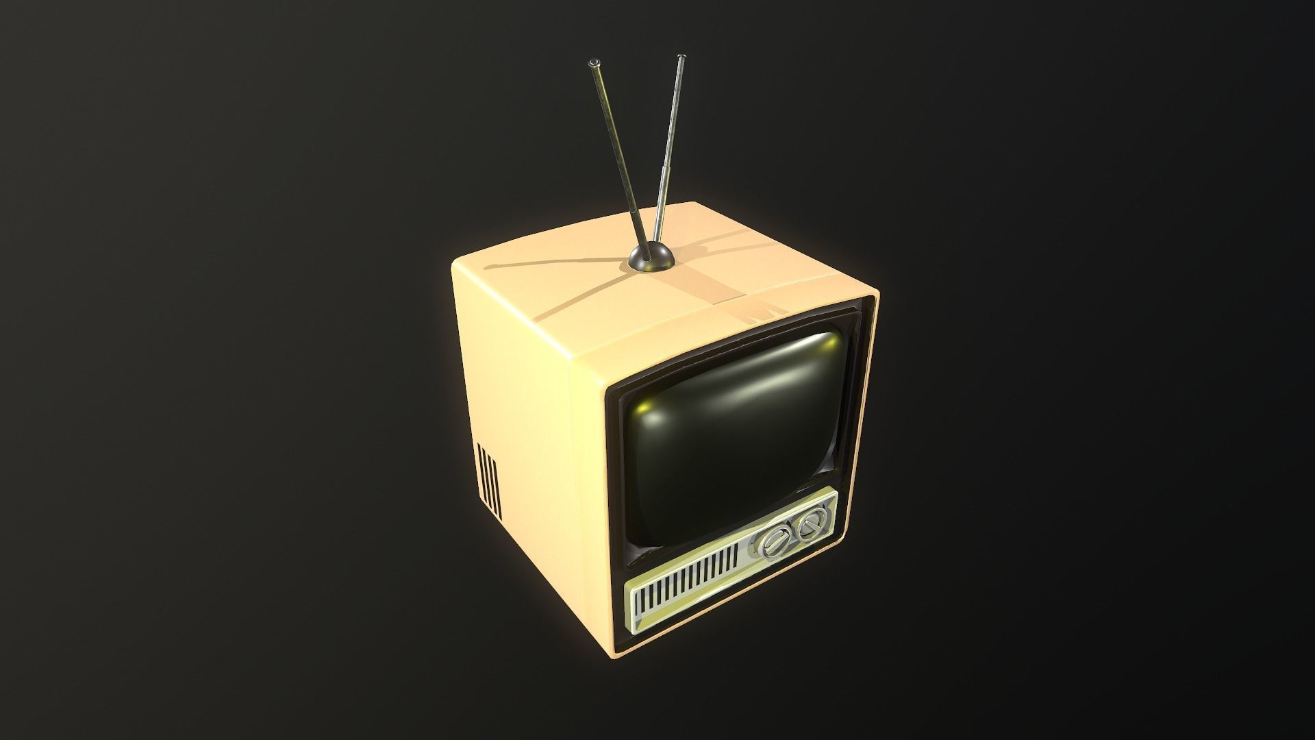TV retro Low-poly 3D model_4