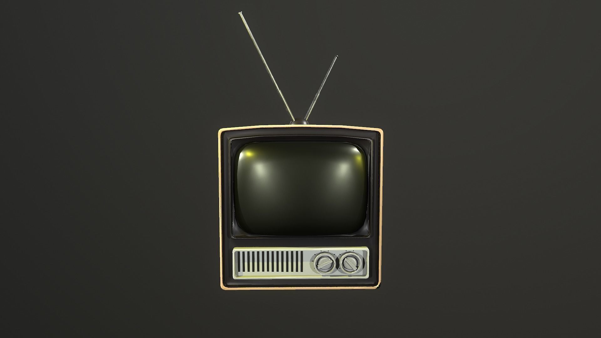TV retro Low-poly 3D model_2