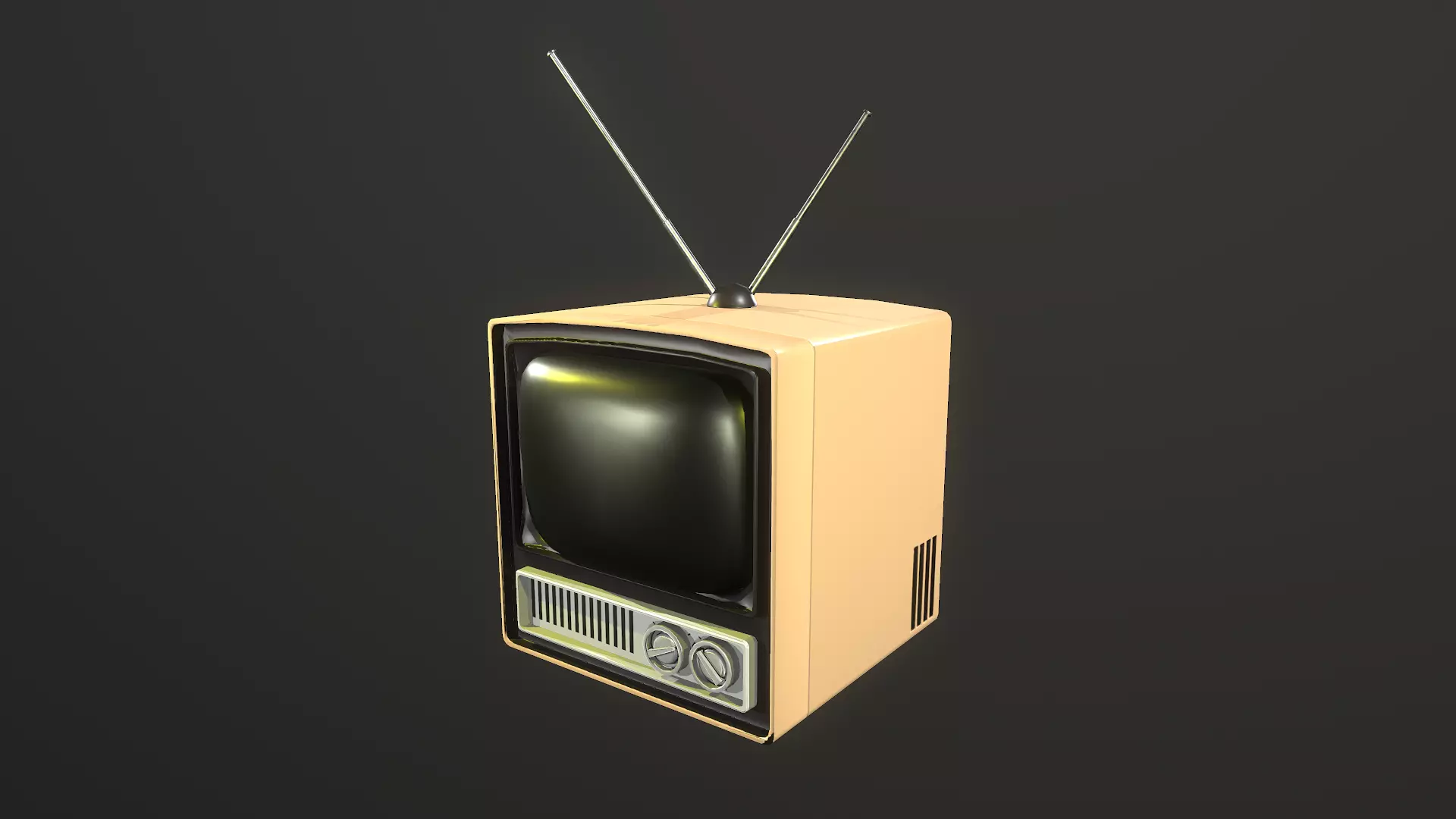 TV retro Low-poly 3D model_0