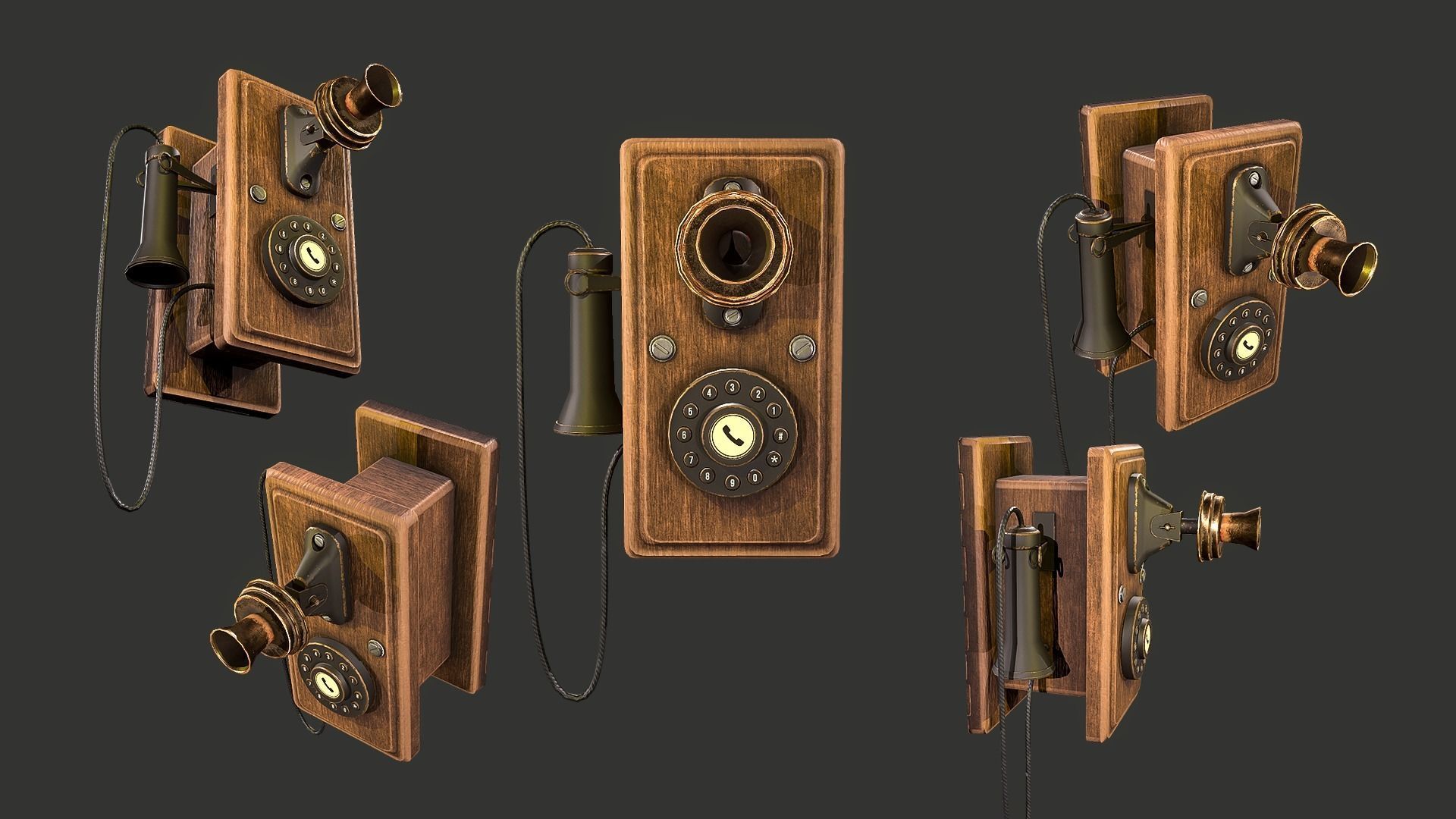 Retro phone - Nelphone Low-poly 3D model_3
