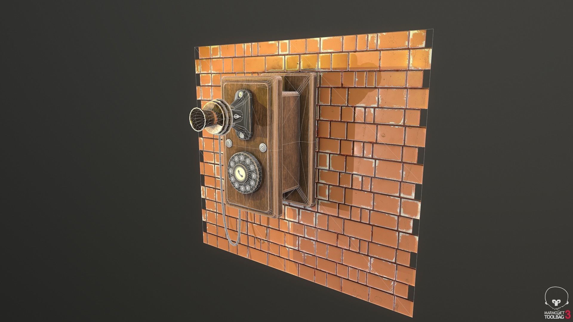 Retro phone - Nelphone Low-poly 3D model_7