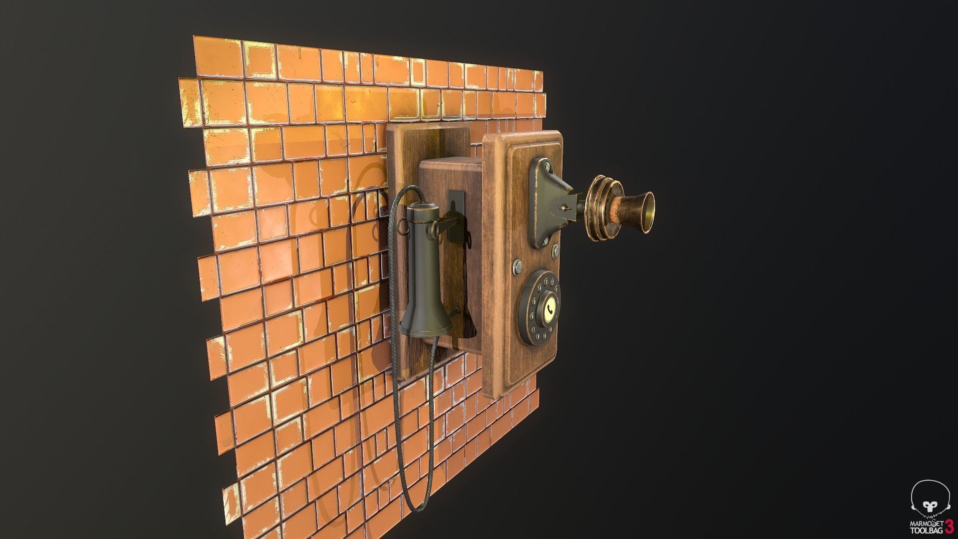 Retro phone - Nelphone Low-poly 3D model_8