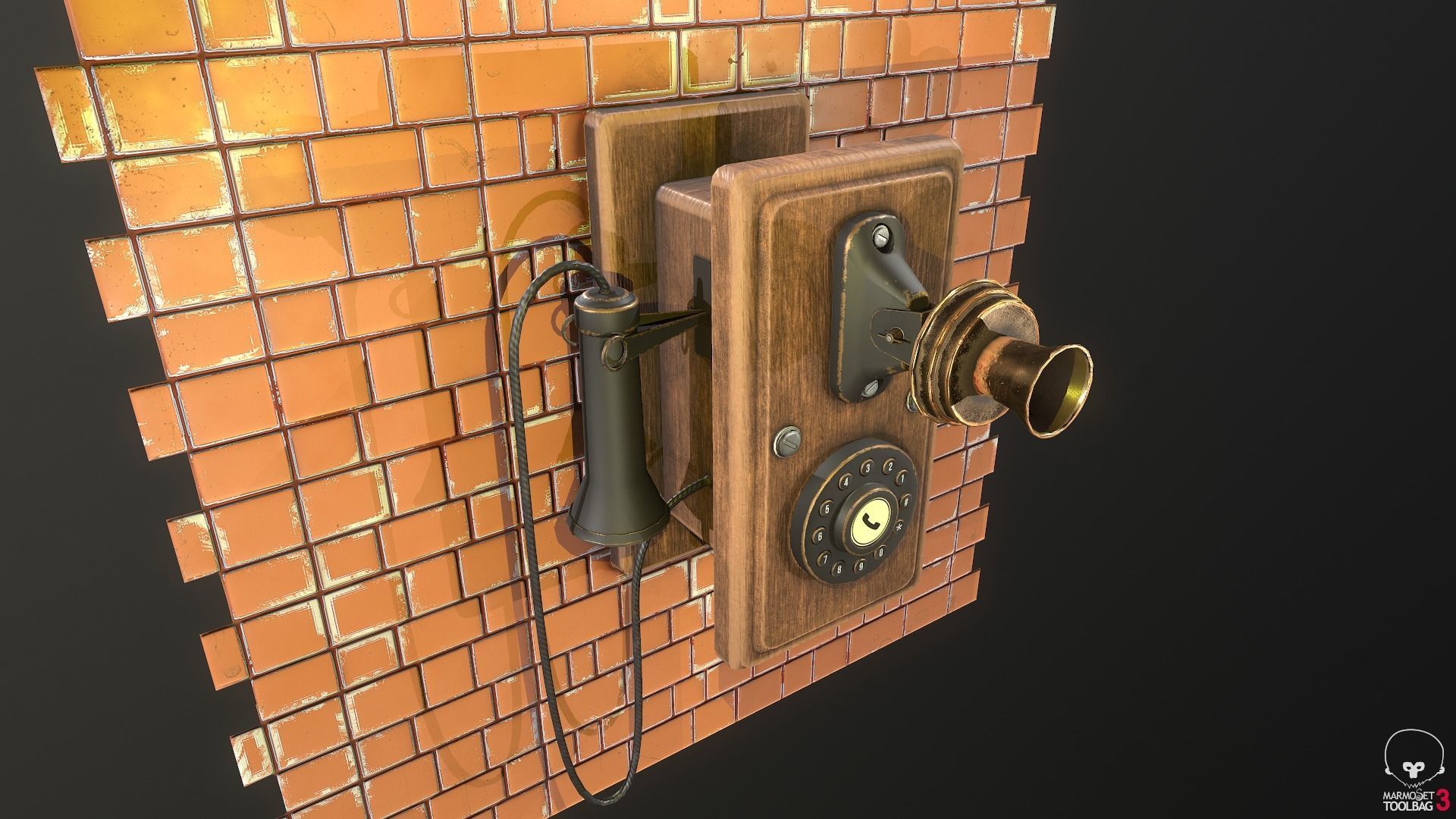 Retro phone - Nelphone Low-poly 3D model_4