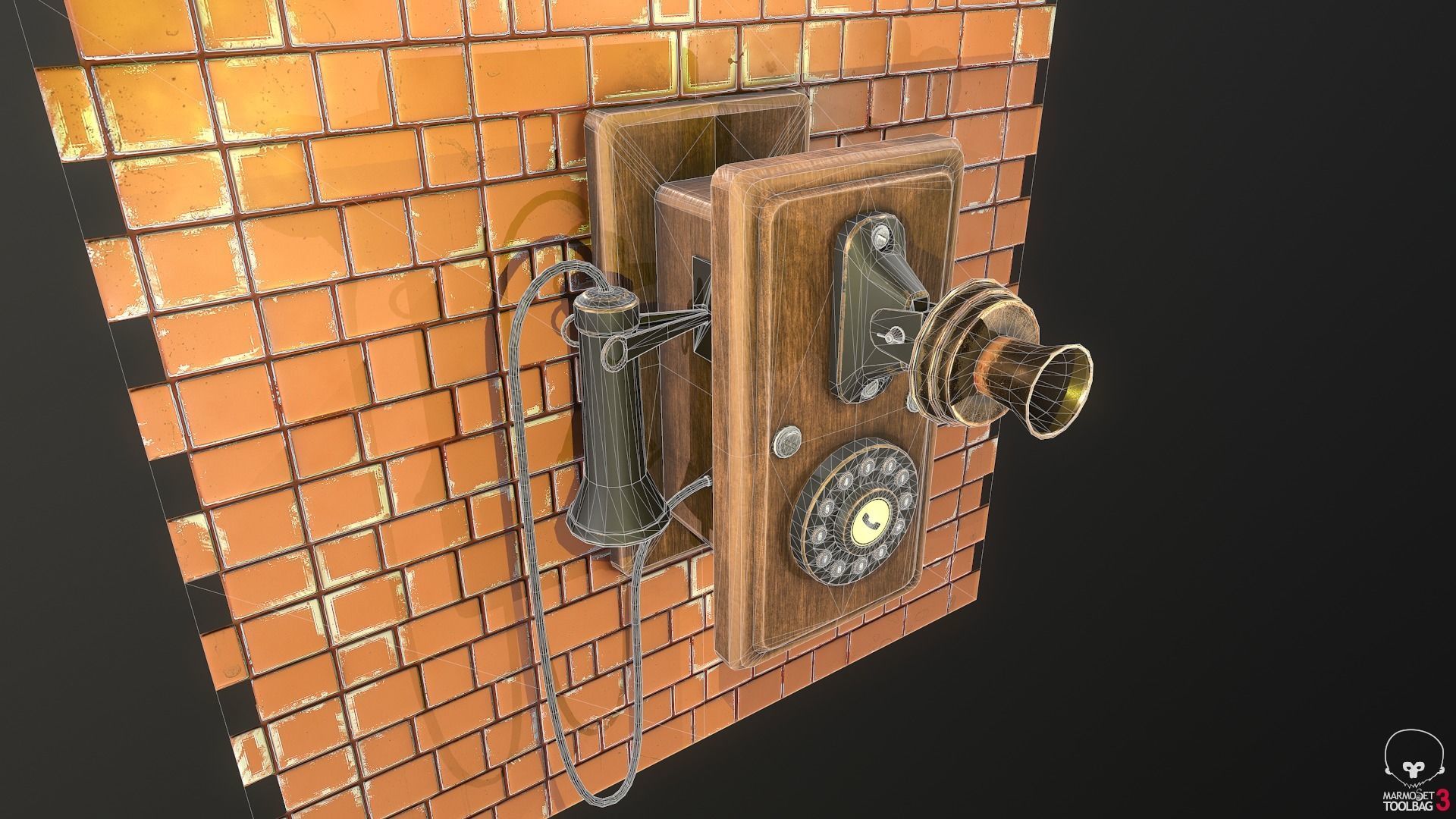 Retro phone - Nelphone Low-poly 3D model_5