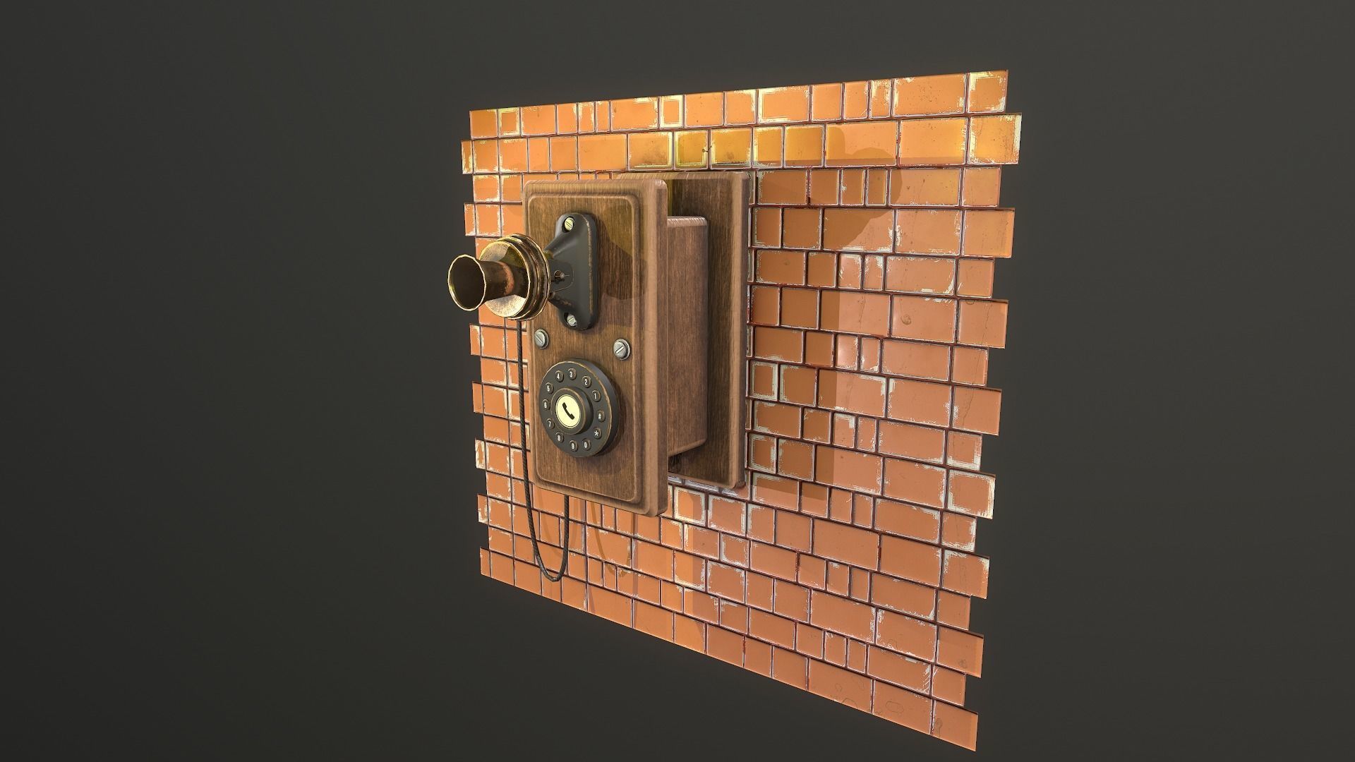 Retro phone - Nelphone Low-poly 3D model_9