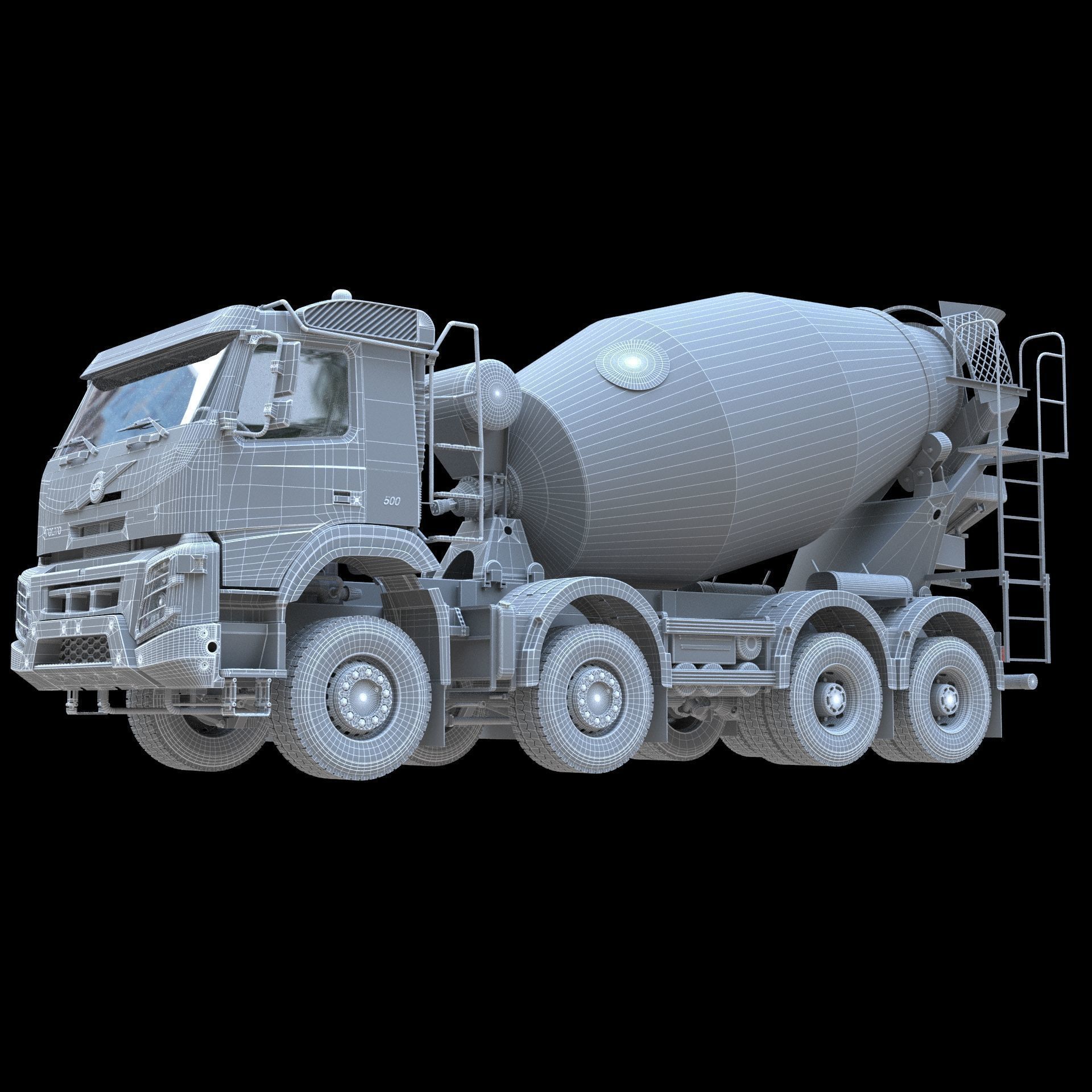 Volvo FMX truck Concrete Mixer - customized 3D model_1