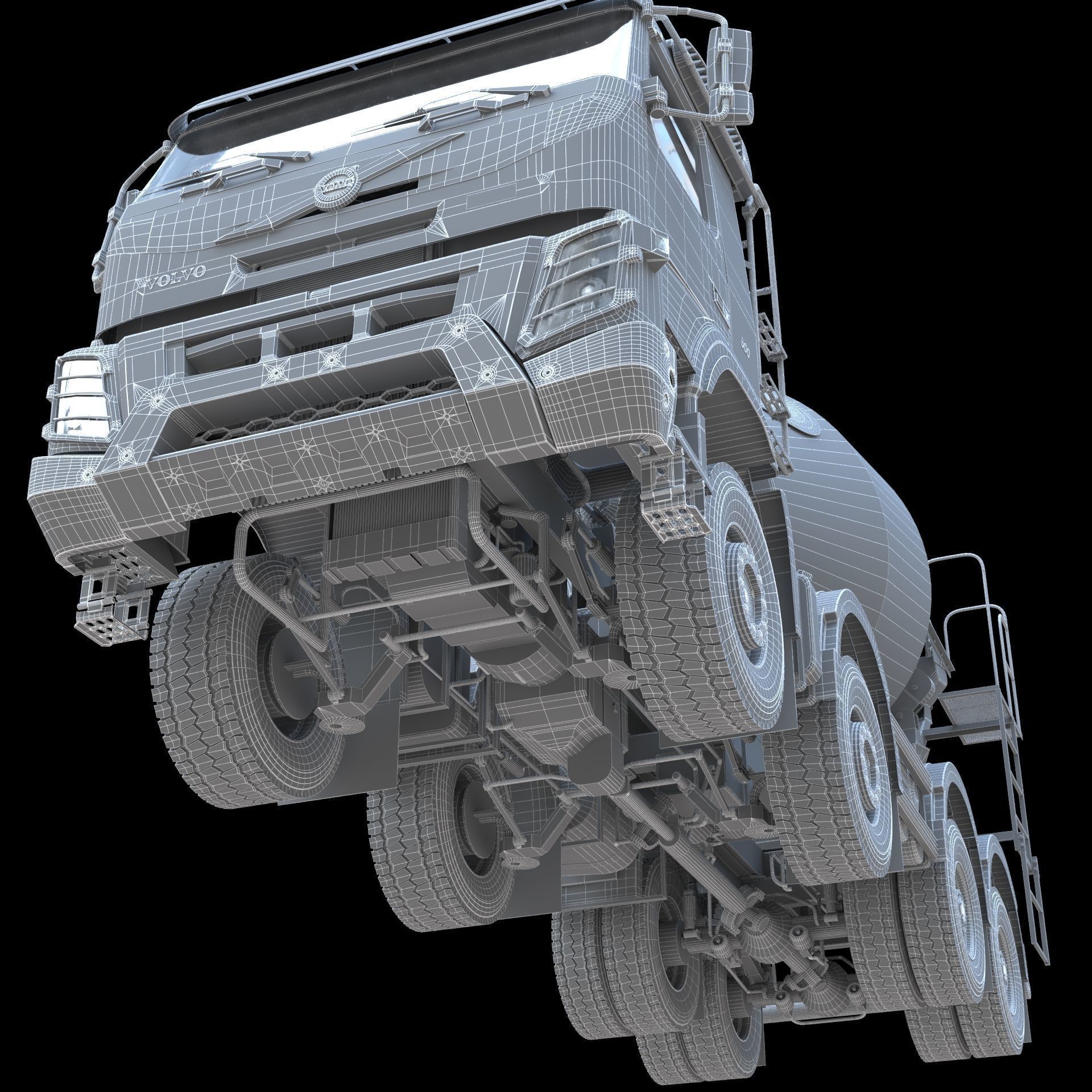 Volvo FMX truck Concrete Mixer - customized 3D model_12