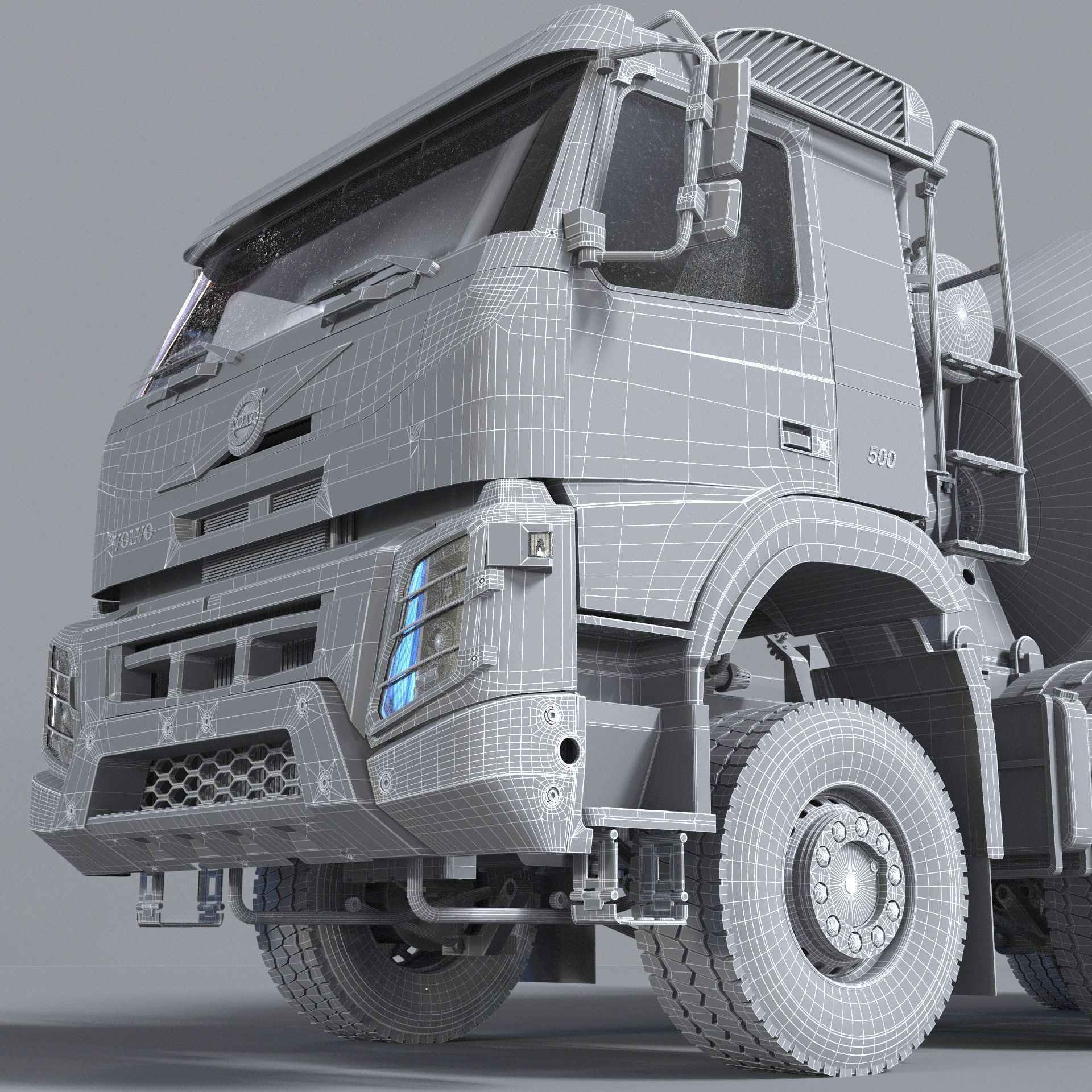 Volvo FMX truck Concrete Mixer - customized 3D model_4