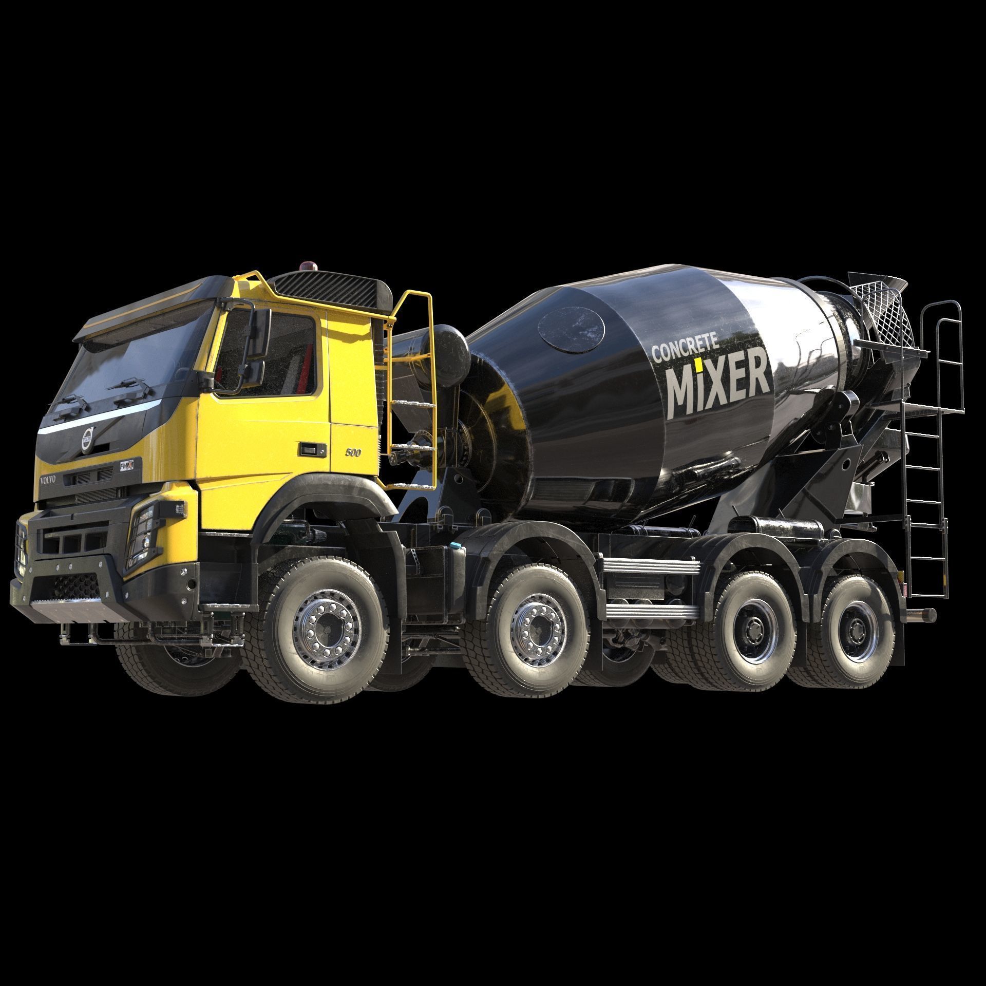 Volvo FMX truck Concrete Mixer - customized 3D model_2