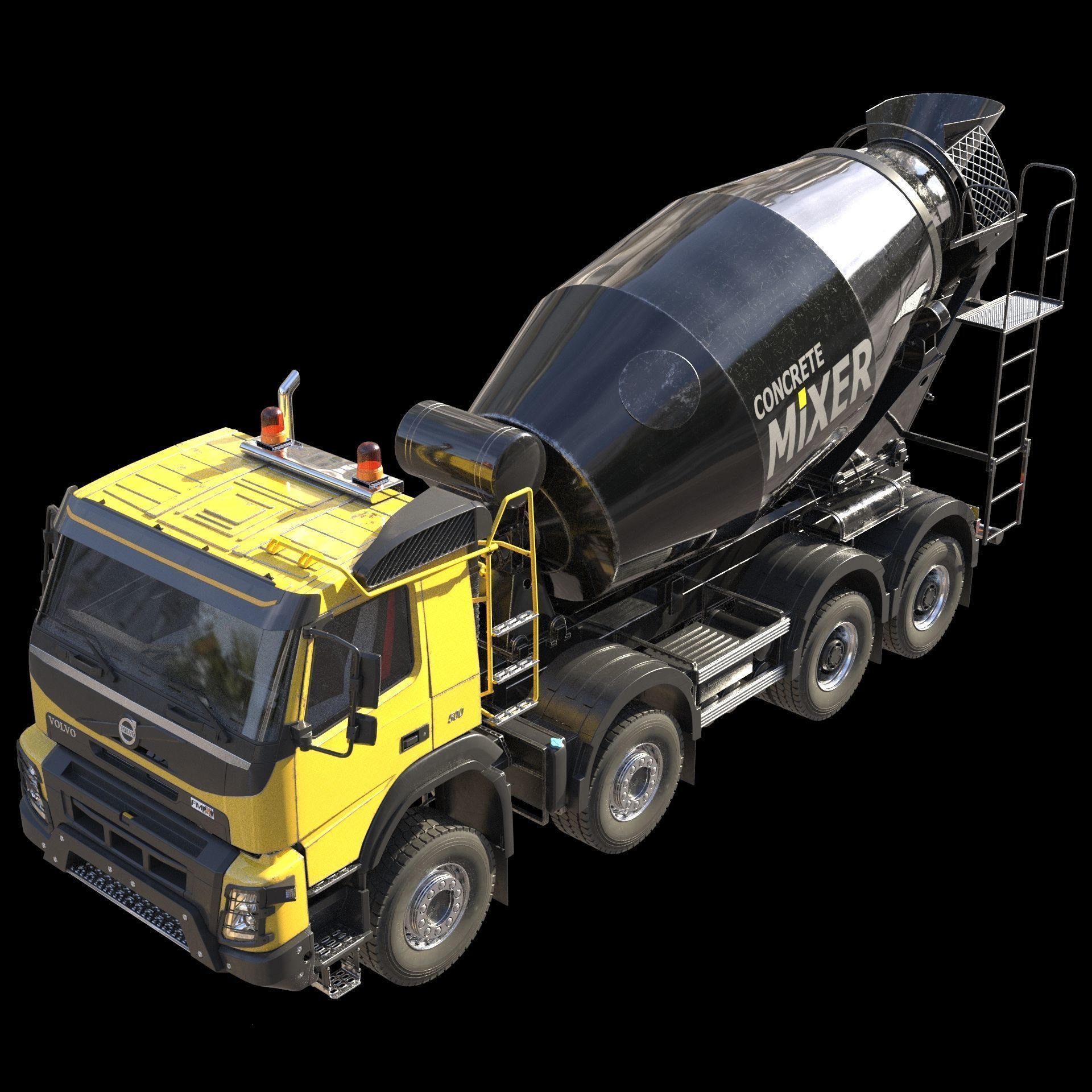 Volvo FMX truck Concrete Mixer - customized 3D model_21