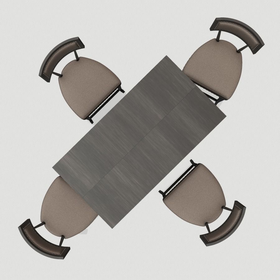 Brown 5 Piece Dining Set Low-poly 3D model_4