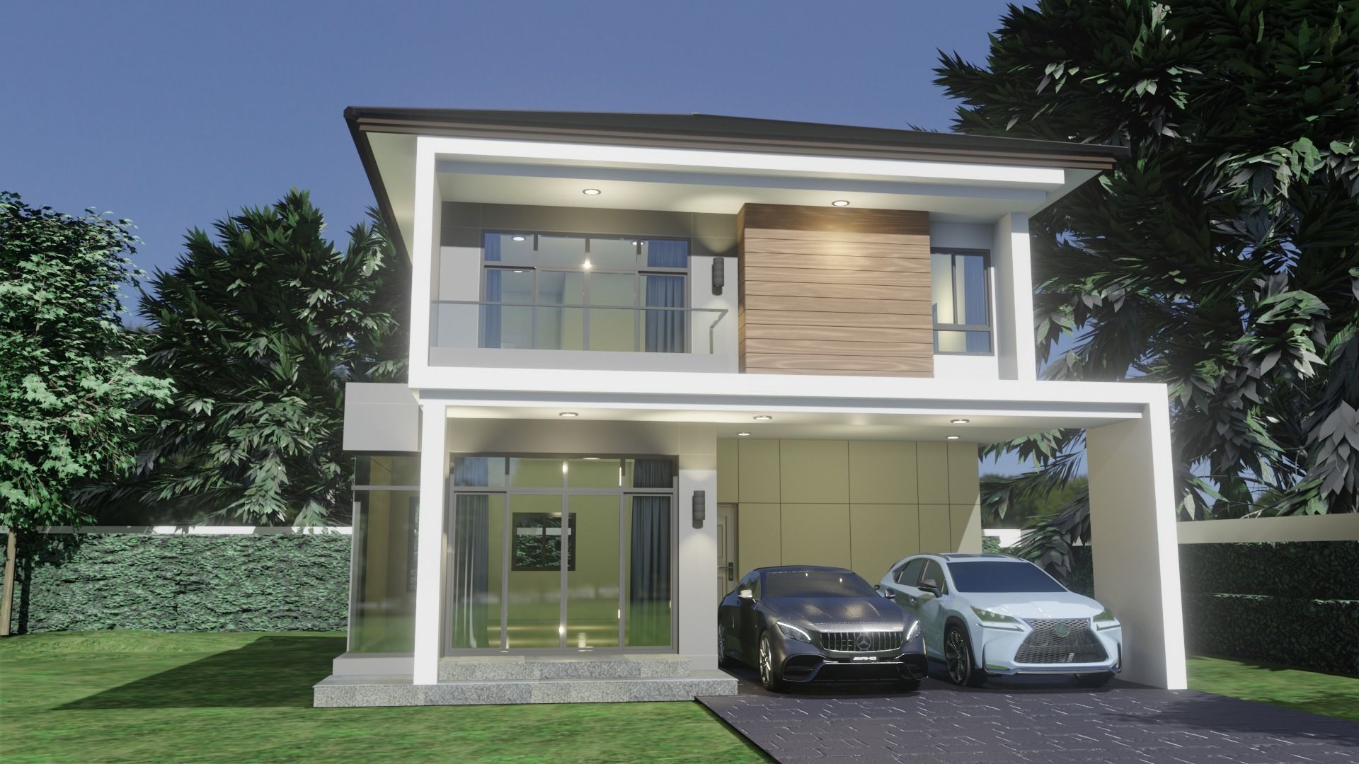 Modern House 3D Model type C1 3D model_1