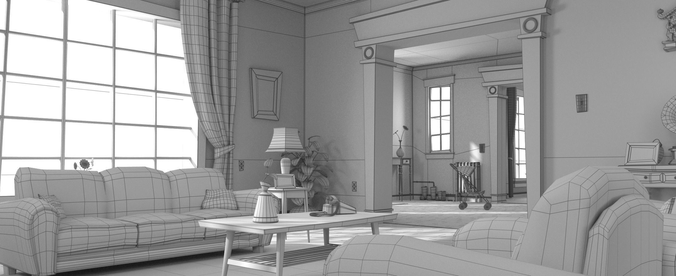 Cartoon Room Interior Full Version 3D model_128