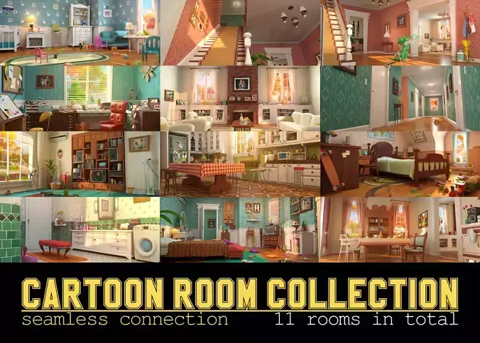 Cartoon Room Interior Full Version 3D model