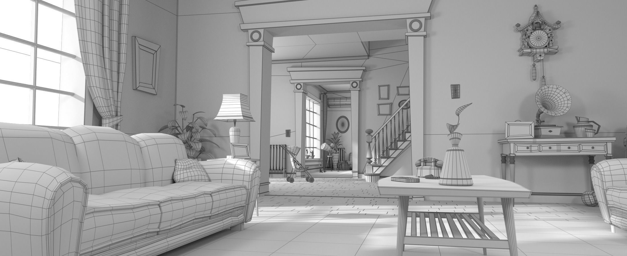 Cartoon Room Interior Full Version 3D model_126