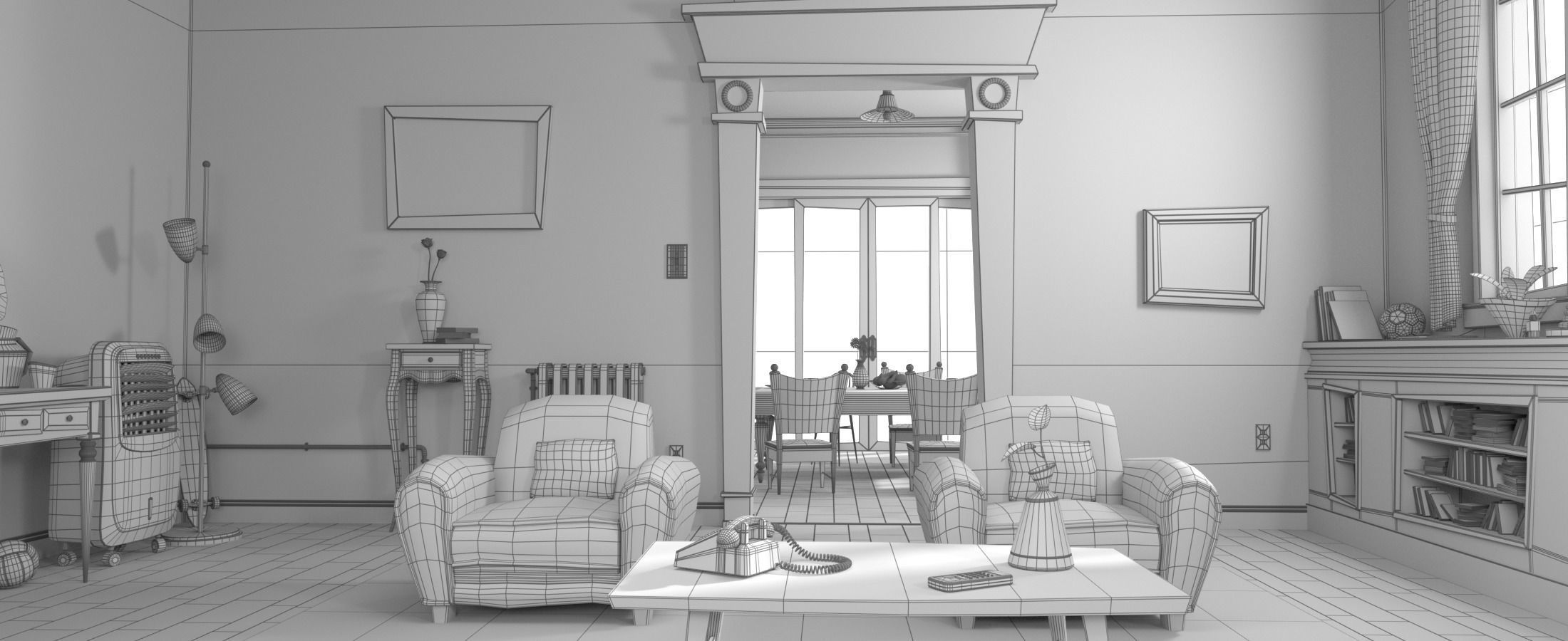 Cartoon Room Interior Full Version 3D model_124