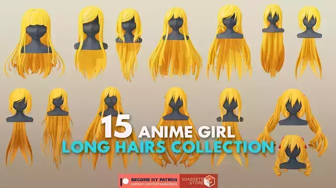 Character - 15 Anime Girl Long Hairs Collection