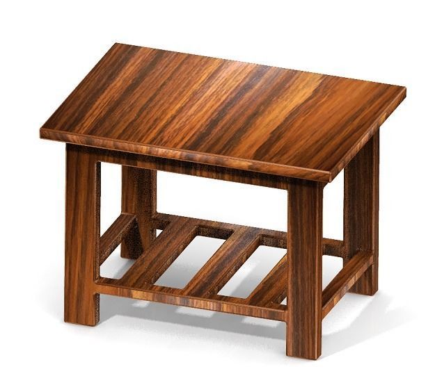 Teak wood table 3D print model_1