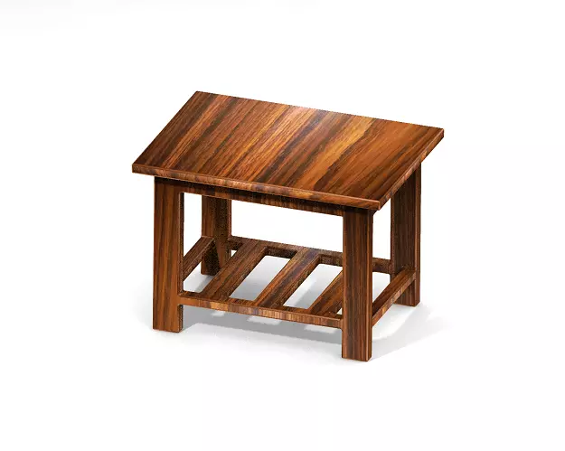 Teak wood table 3D print model_0