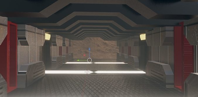 3D model Modular low poly dark sci-fi interior VR / AR / low-poly ...