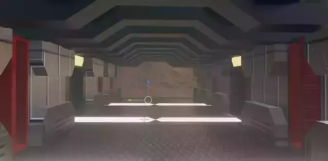 Modular low poly dark sci-fi interior