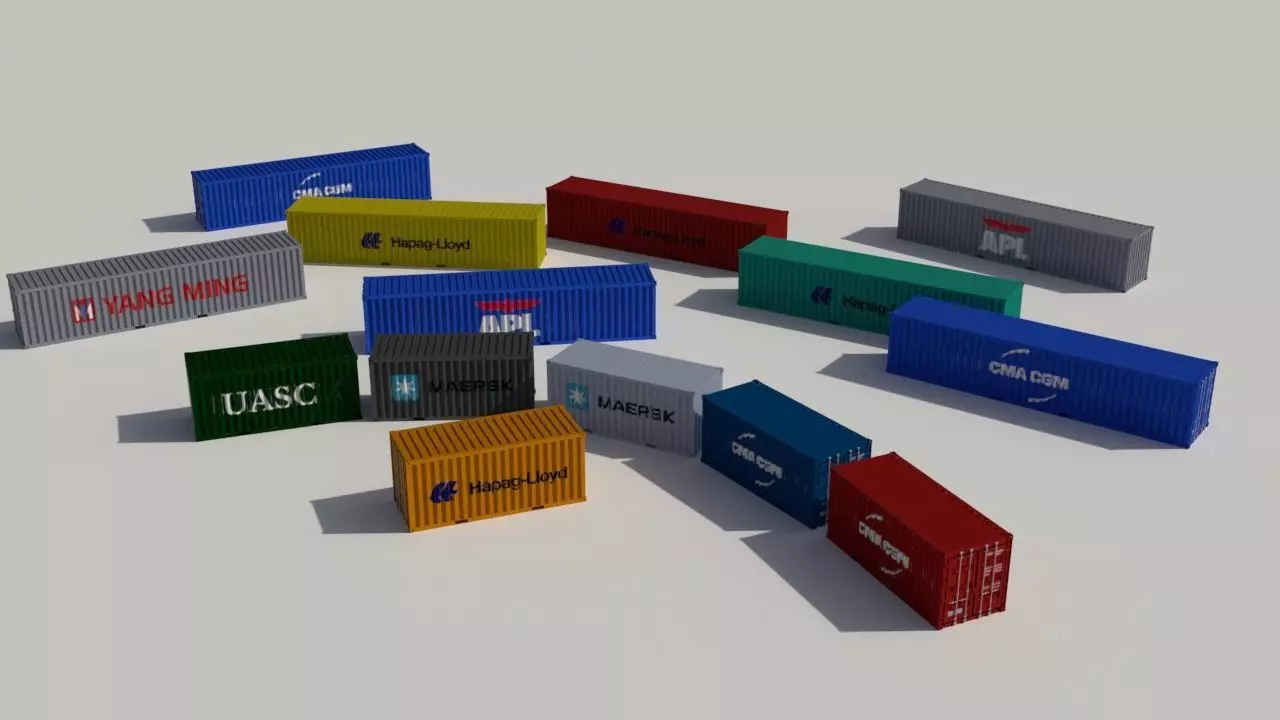 20 and 40 FT container Low-poly 3D model_0
