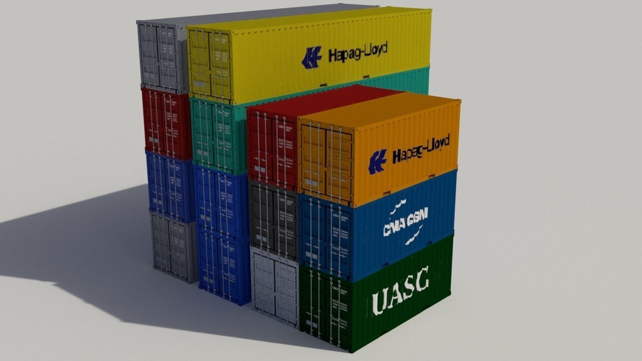 20 and 40 FT container Low-poly 3D model_4