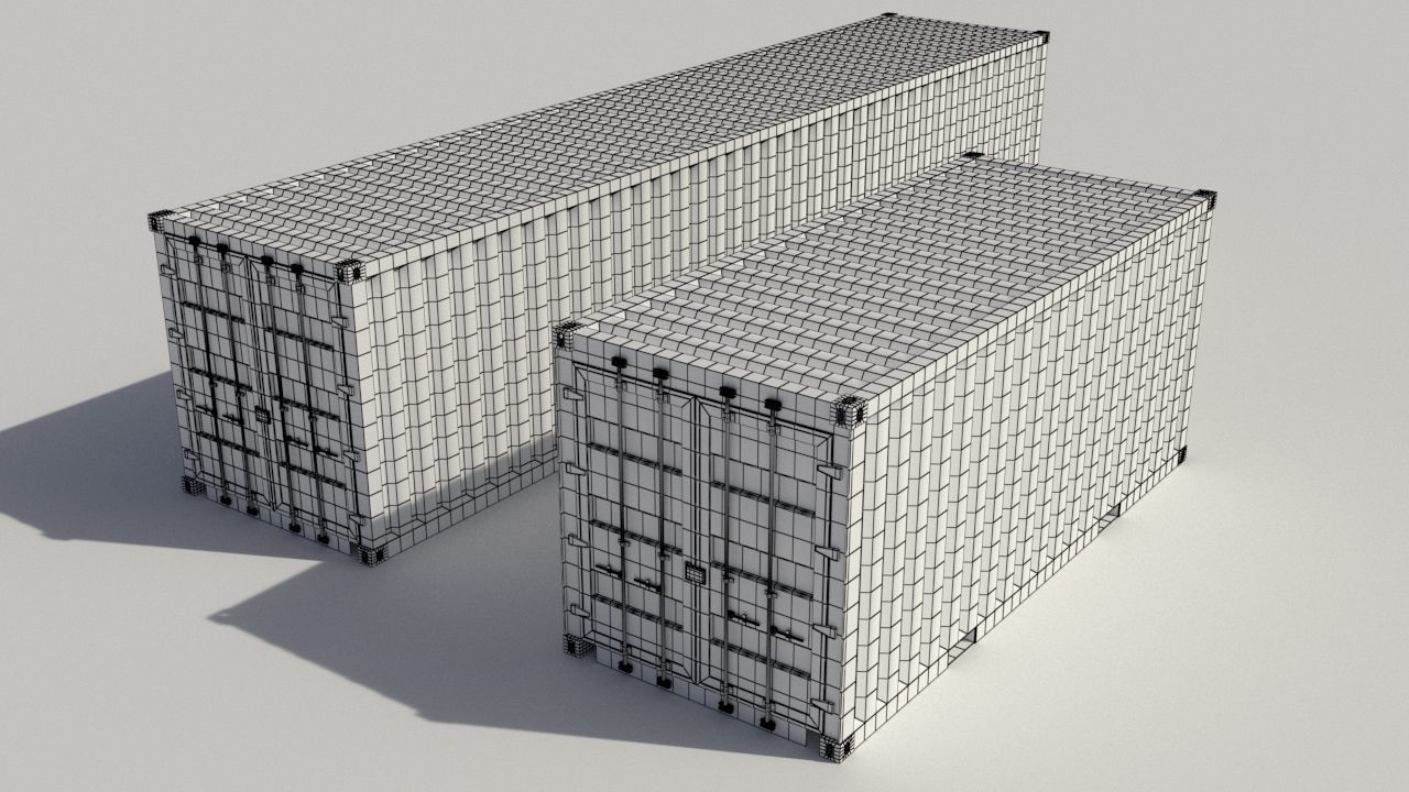 20 and 40 FT container Low-poly 3D model_9