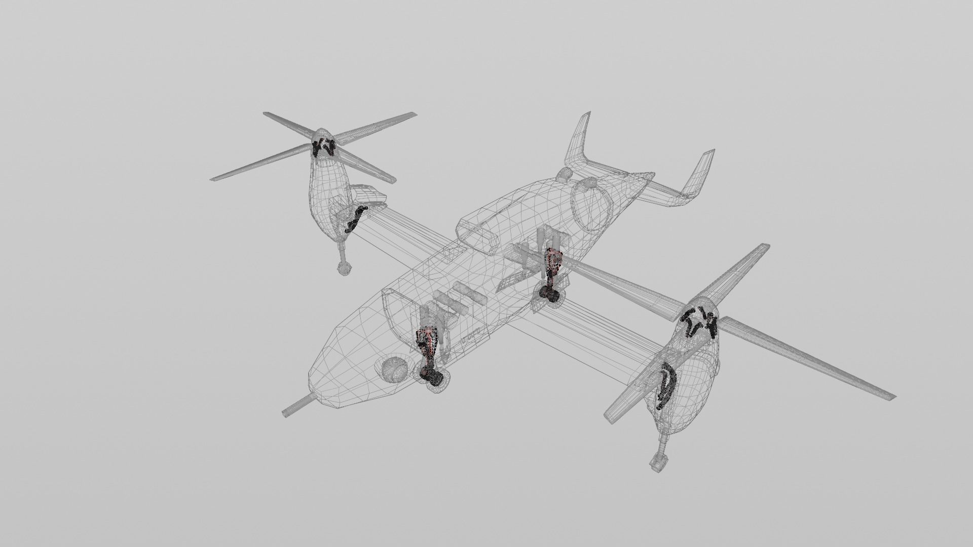 Bell TR 911 X - Eagle Eye - TILT ROTOR UAV - Low-poly 3D model_9