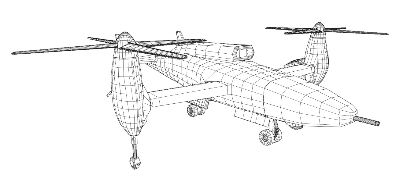 Bell TR 911 X - Eagle Eye - TILT ROTOR UAV - Low-poly 3D model_33