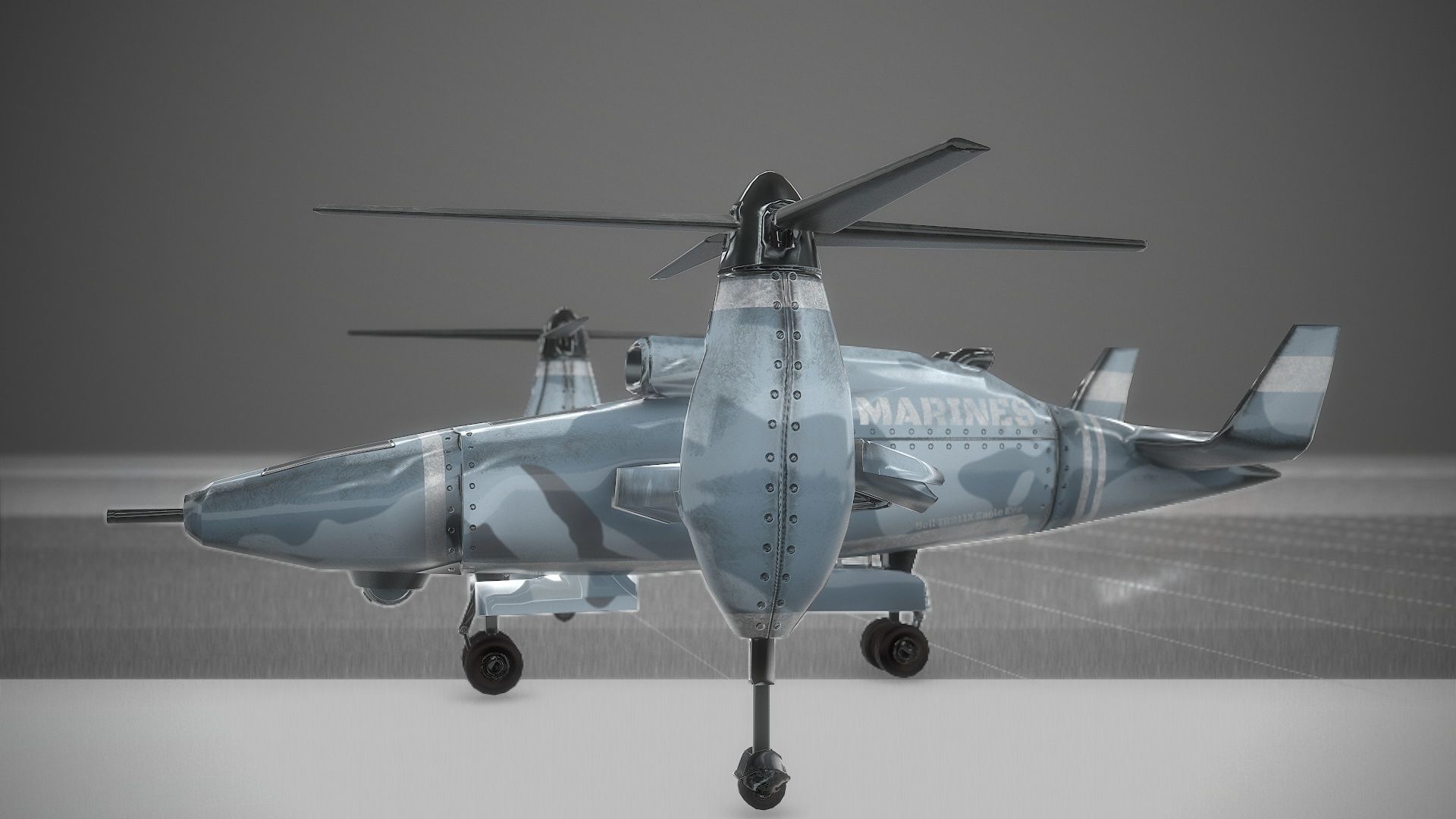 Bell TR 911 X - Eagle Eye - TILT ROTOR UAV - Low-poly 3D model_2