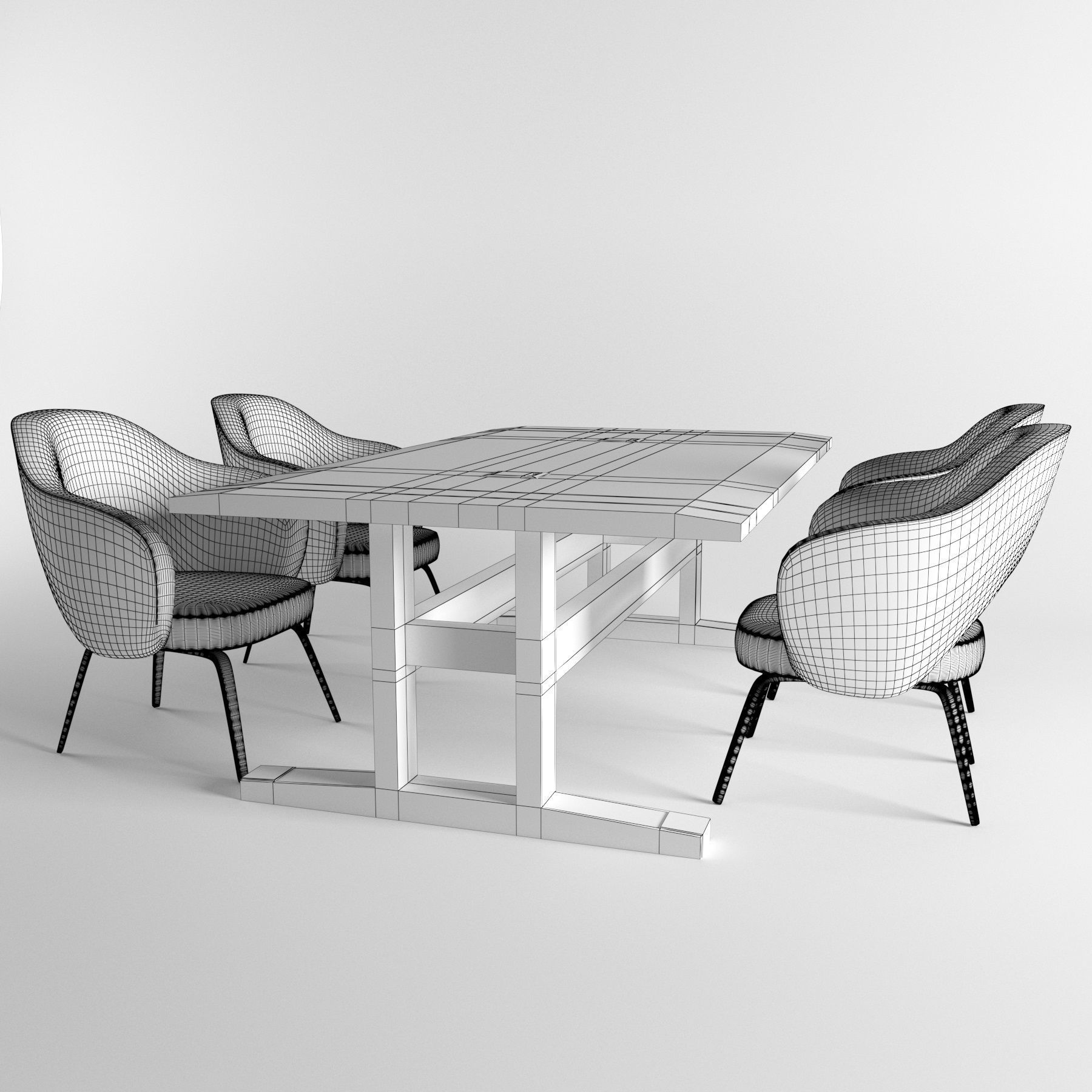 table and chair Free 3D model_2