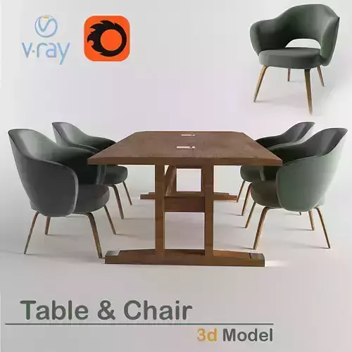 table and chair Free 3D model