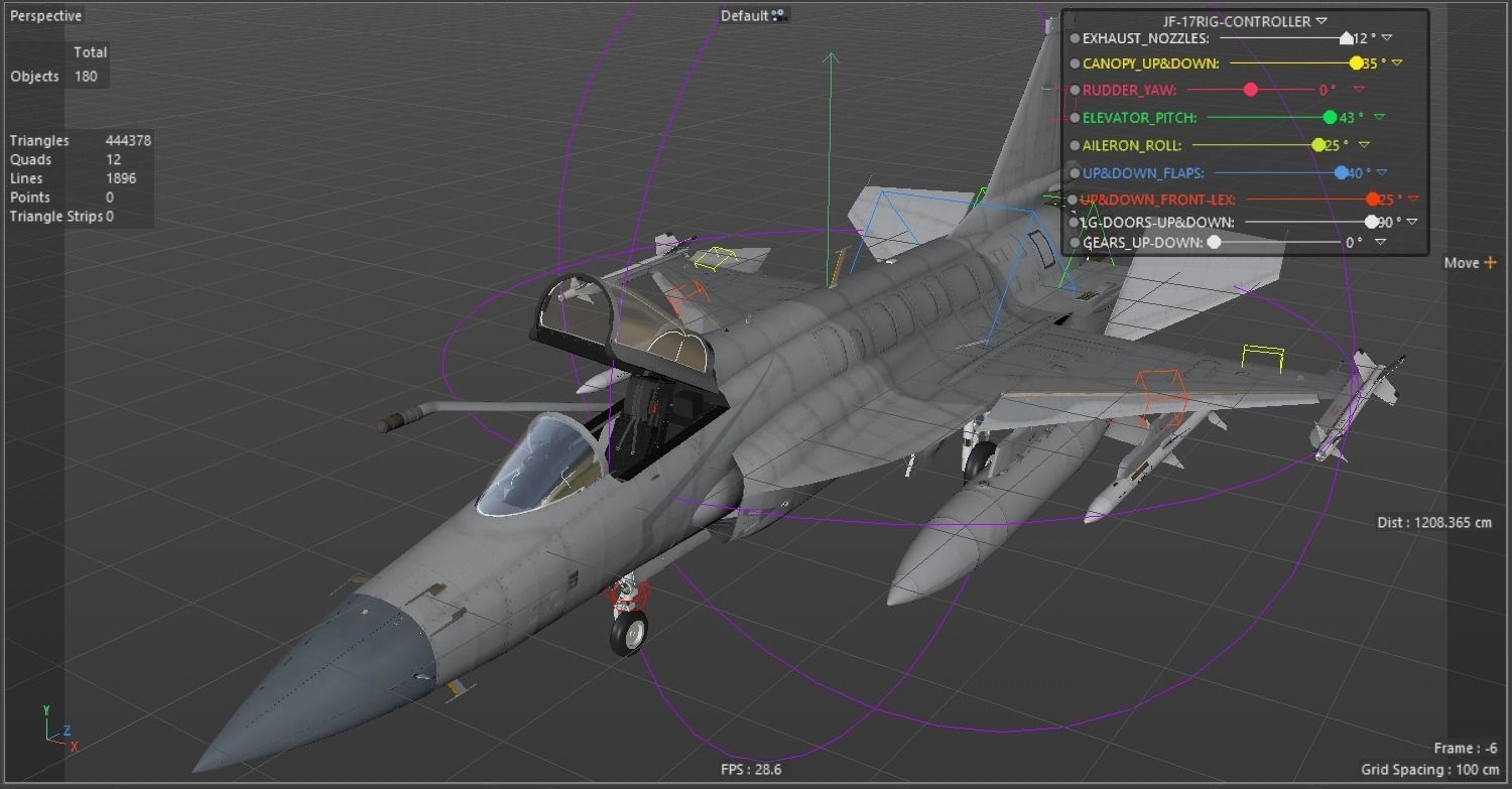 JF-17 Thunder Pakistan 2x Color Schemes Rigged Low-poly 3D model_35