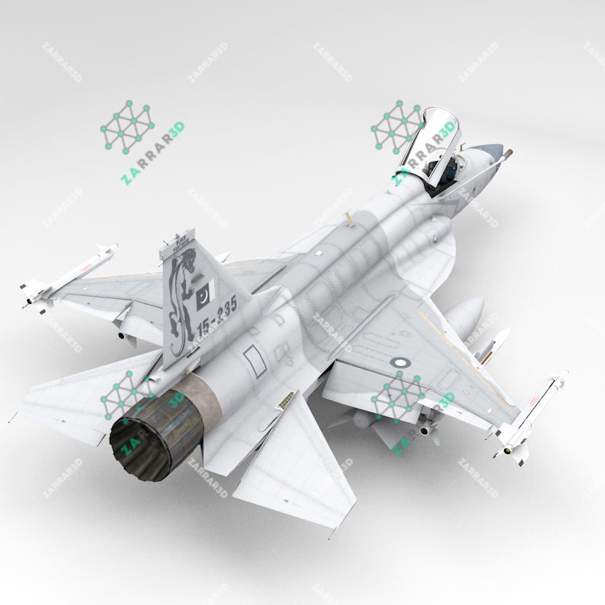JF-17 Thunder Pakistan 2x Color Schemes Rigged Low-poly 3D model_7