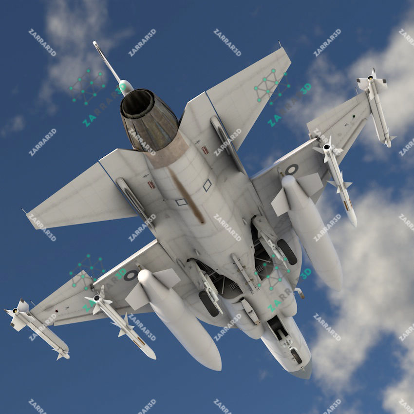 JF-17 Thunder Pakistan 2x Color Schemes Rigged Low-poly 3D model_9