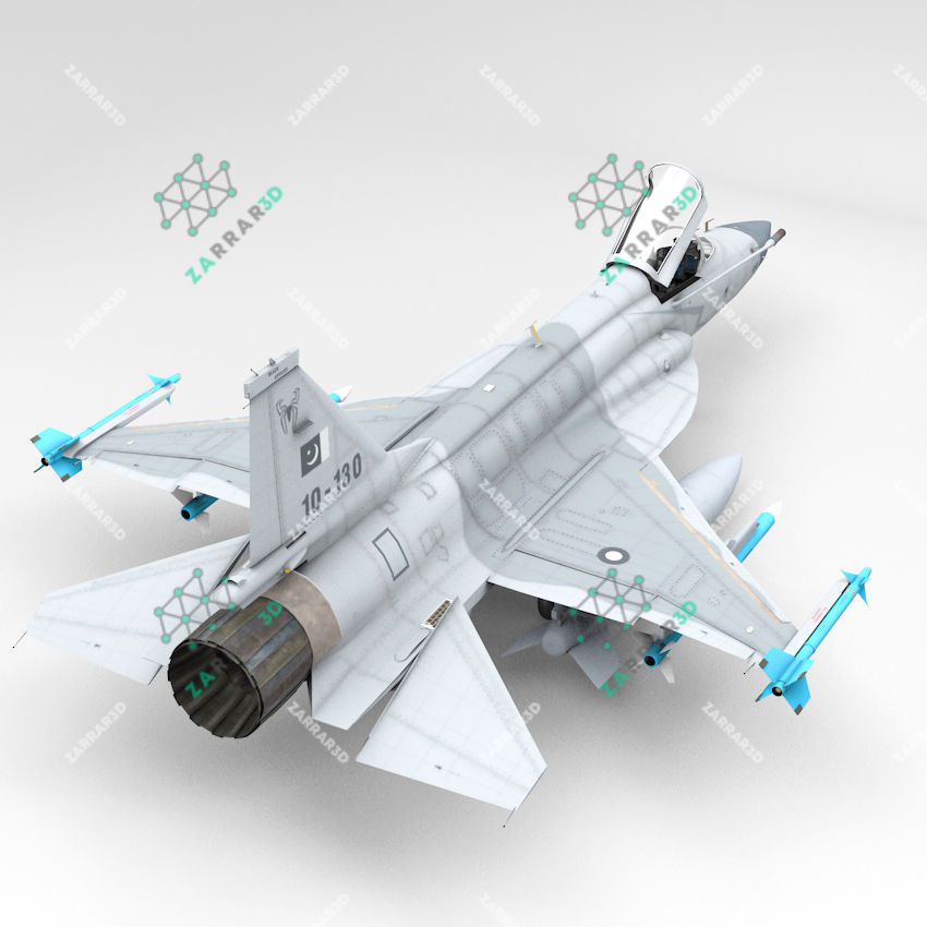 JF-17 Thunder Pakistan 2x Color Schemes Rigged Low-poly 3D model_8
