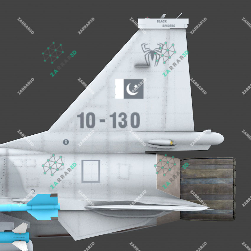 JF-17 Thunder Pakistan 2x Color Schemes Rigged Low-poly 3D model_5