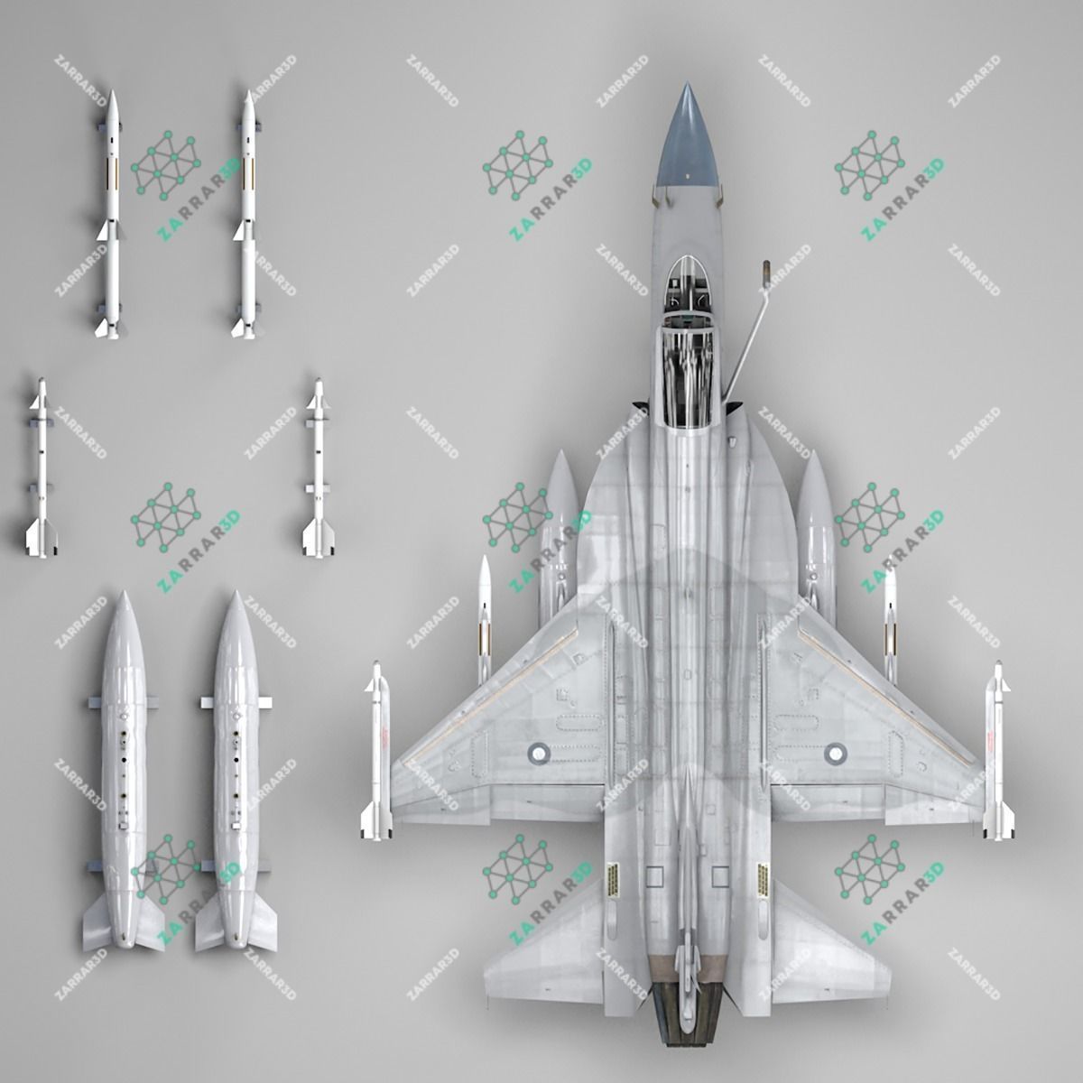 JF-17 Thunder Pakistan 2x Color Schemes Rigged Low-poly 3D model_28