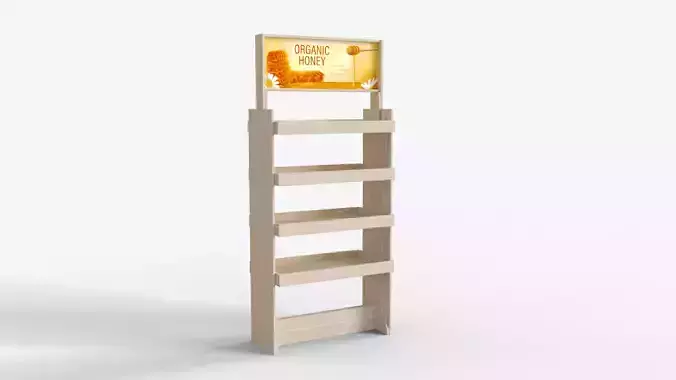 Supermarket Wooden Display Low-poly 3D model