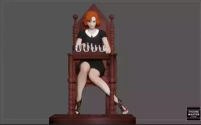 QUEENS GAMBIT ANYA TAYLOR JOY CHESS GIRL CHARACTER STATUE 3D print model