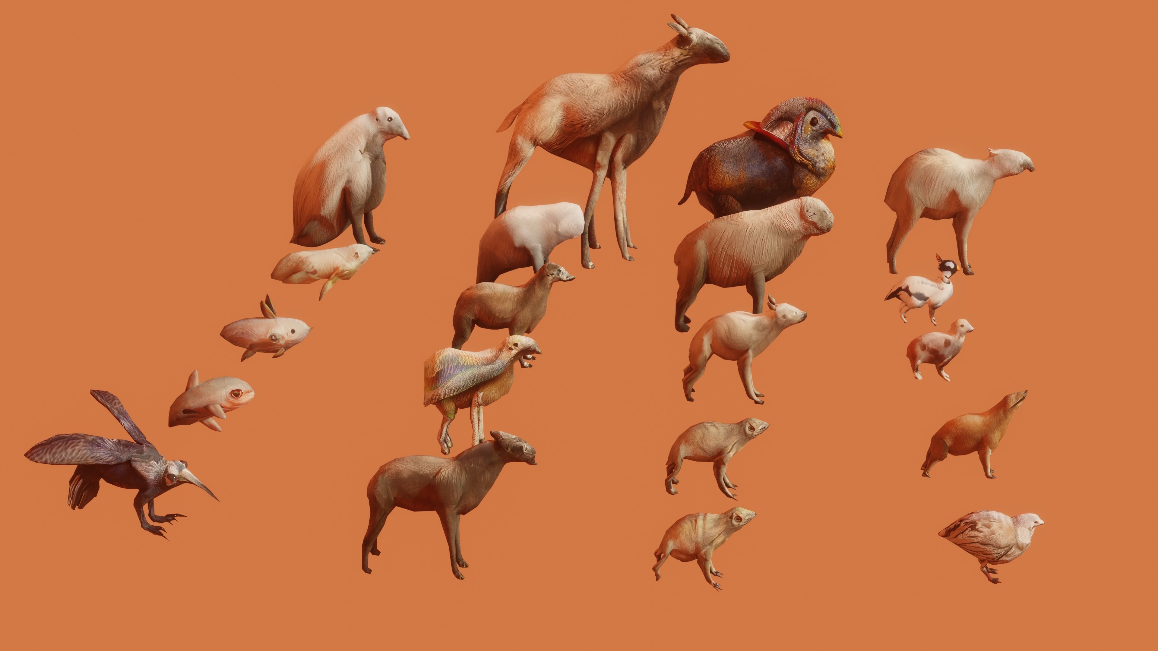 100 animated monster Low-poly 3D model_2