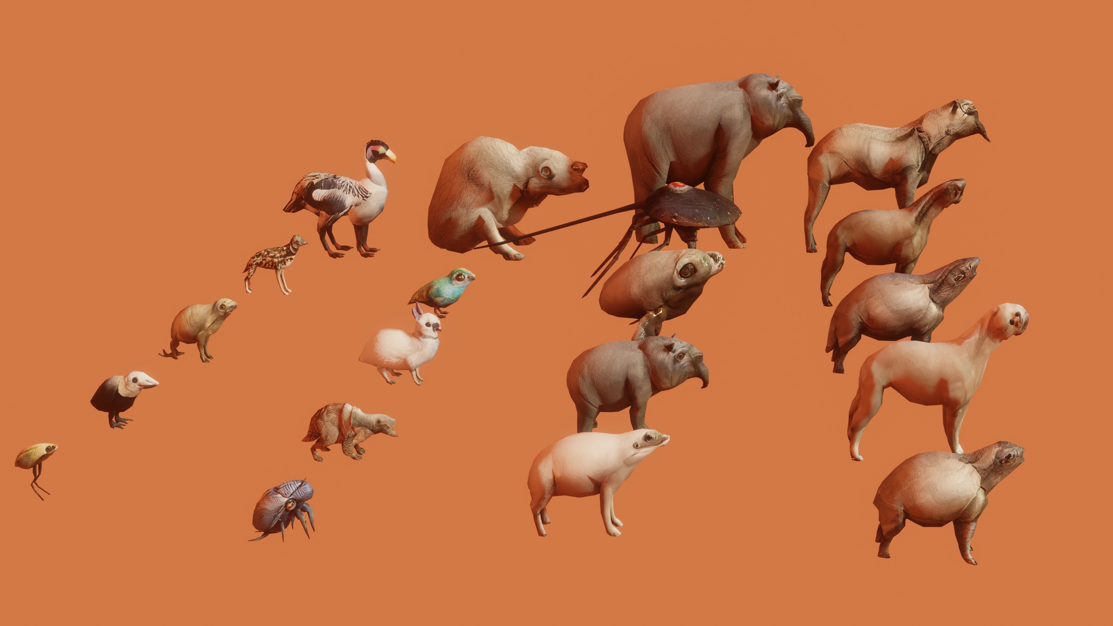 100 animated monster Low-poly 3D model_6