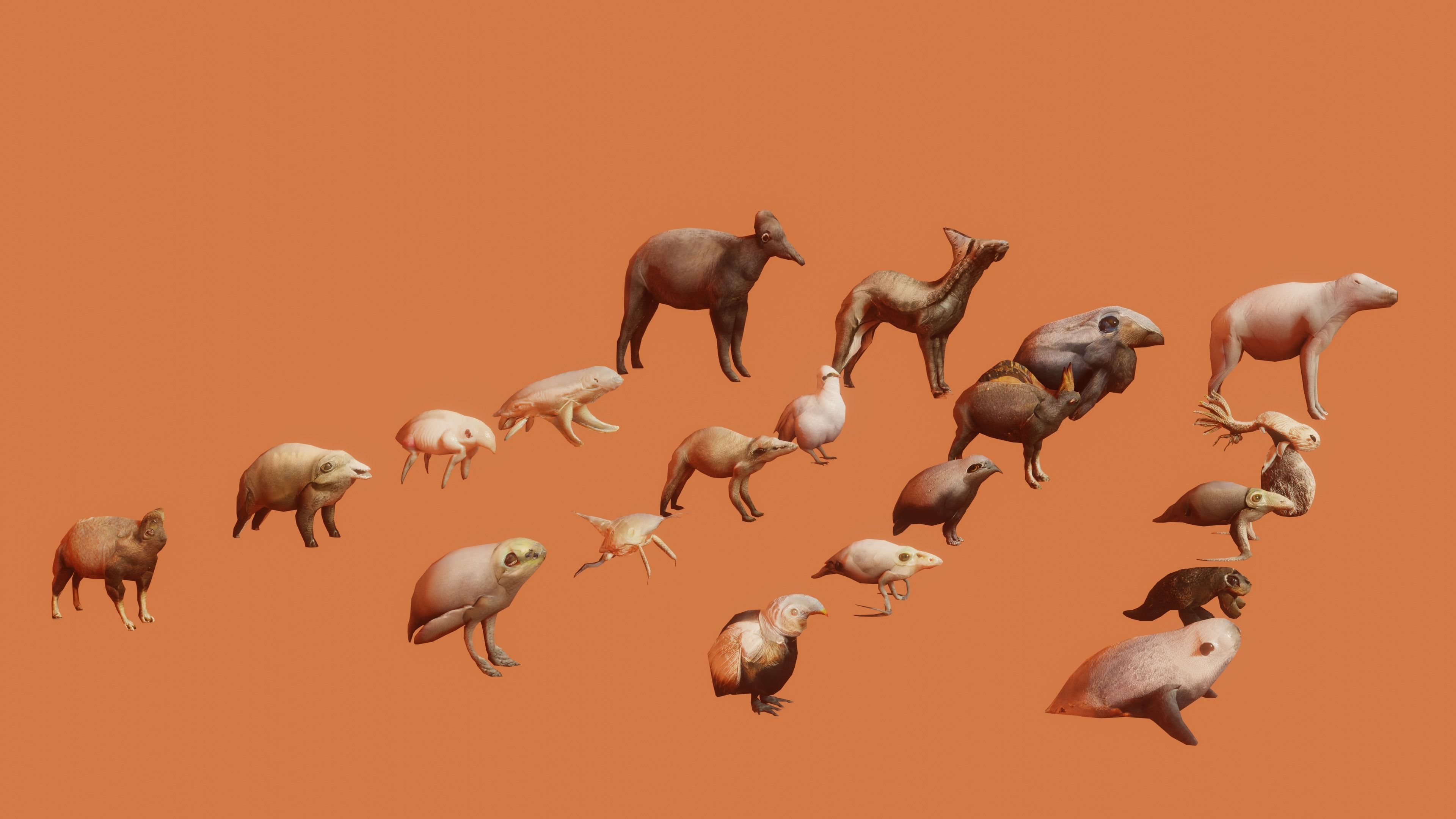 100 animated monster Low-poly 3D model_4