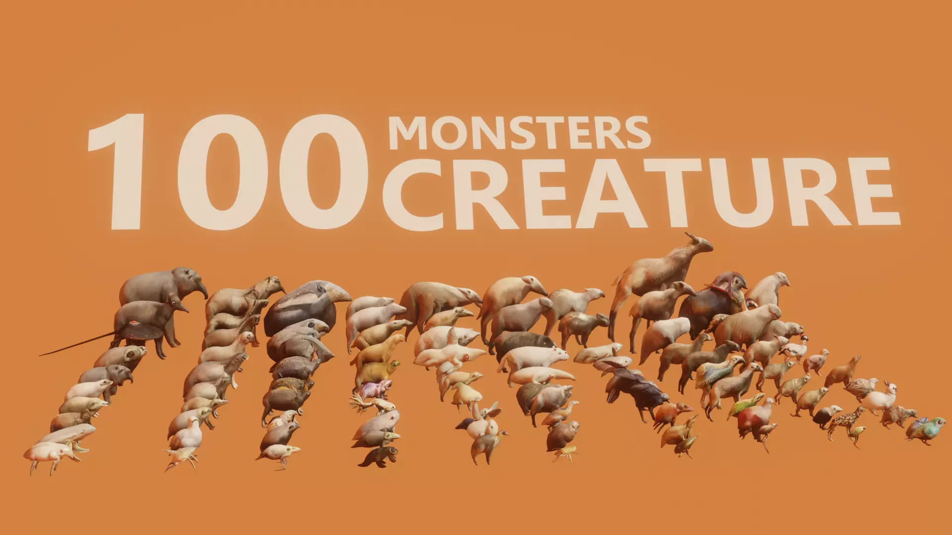 100 animated monster Low-poly 3D model_0