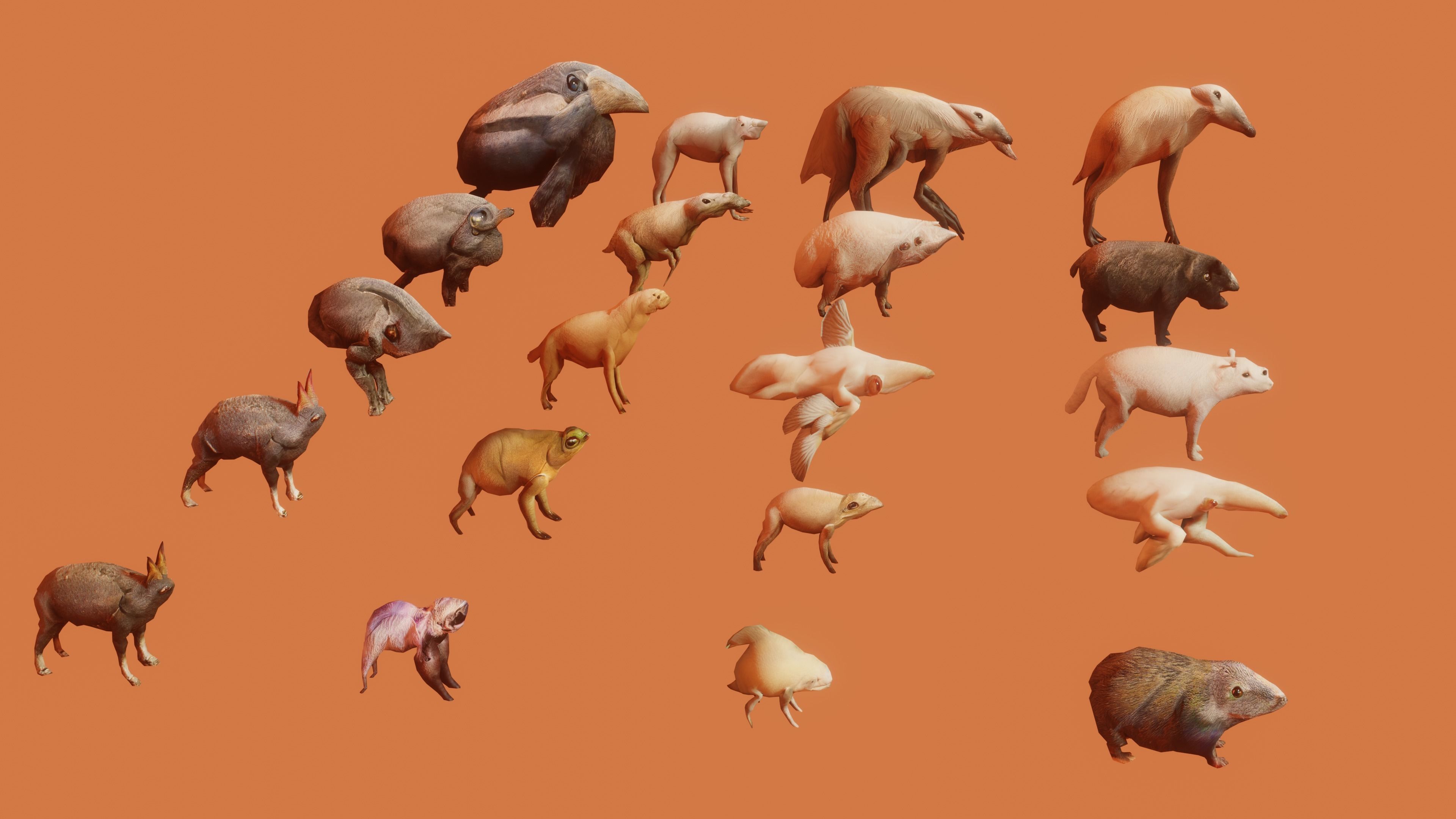 100 animated monster Low-poly 3D model_3