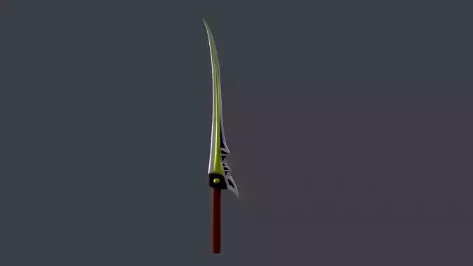Long Green Stylized Sword 3D Model