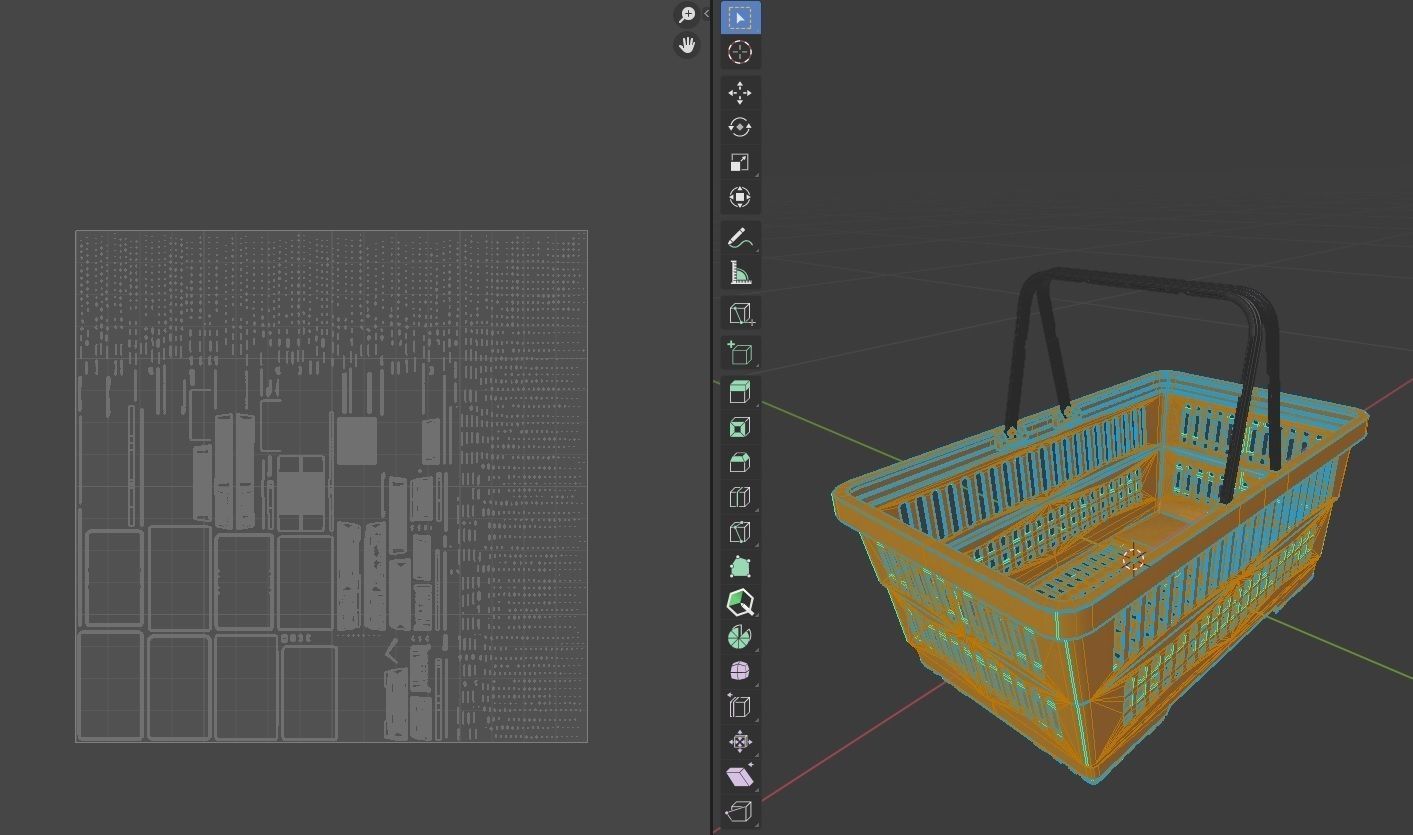Plastic Shopping Basket  Low-poly 3D model_4