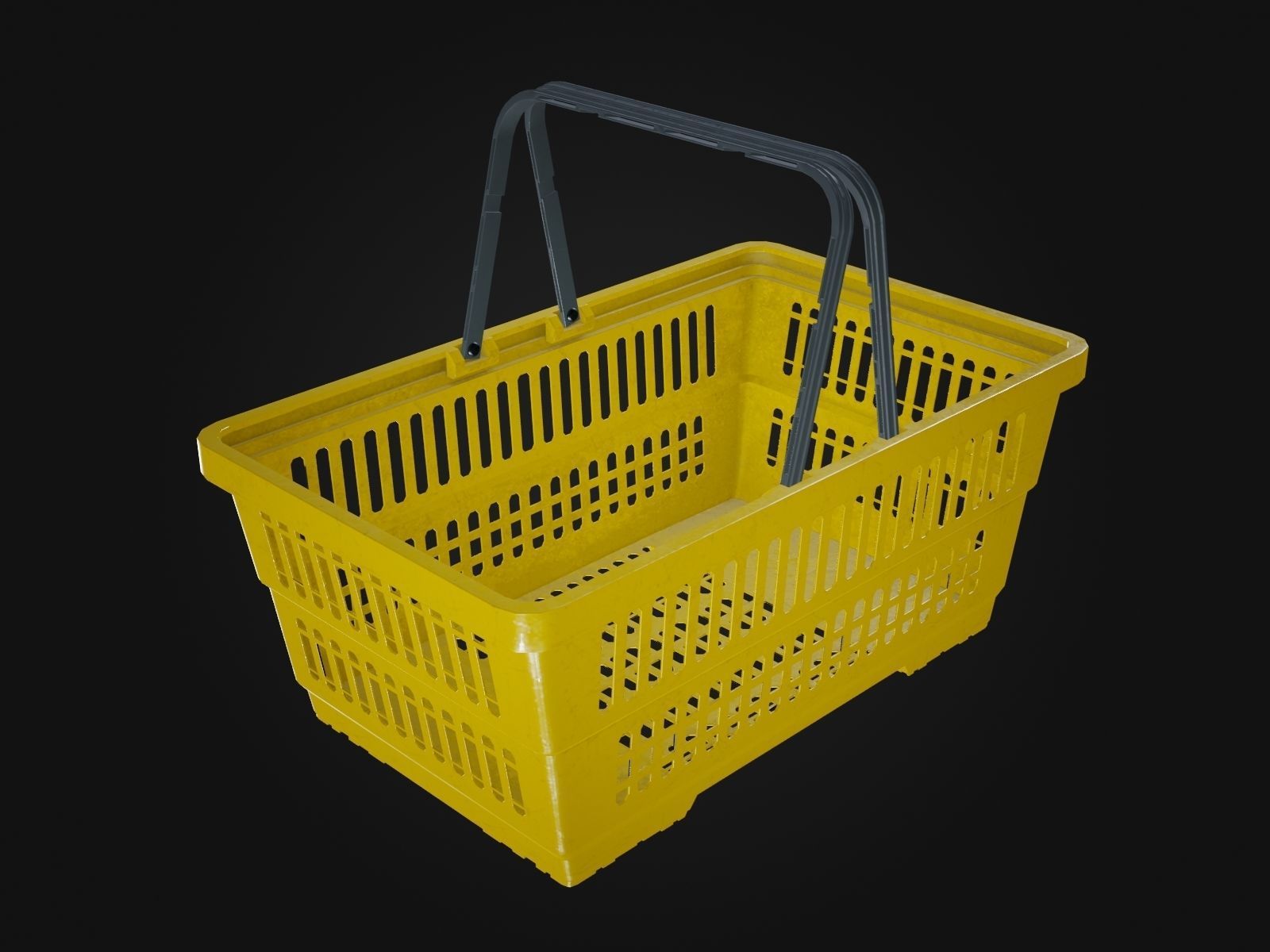 Plastic Shopping Basket  Low-poly 3D model_1